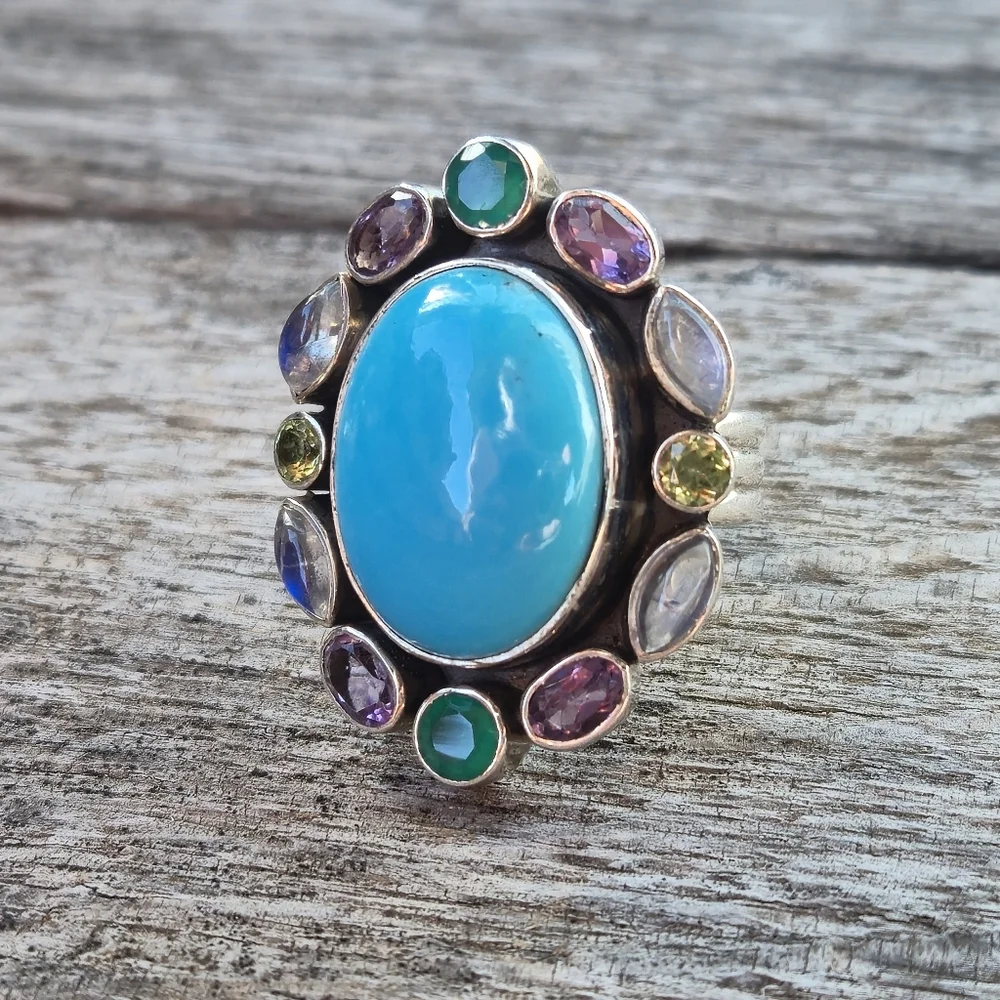 Nicky Butler RAJ LIMITED EDITION 925 Sterling Silver Turquoise Designer Ring 🩵 - Picture 12 of 15